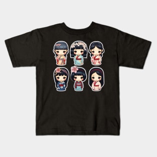 Kokeshi dolls, sticker pack Kids T-Shirt